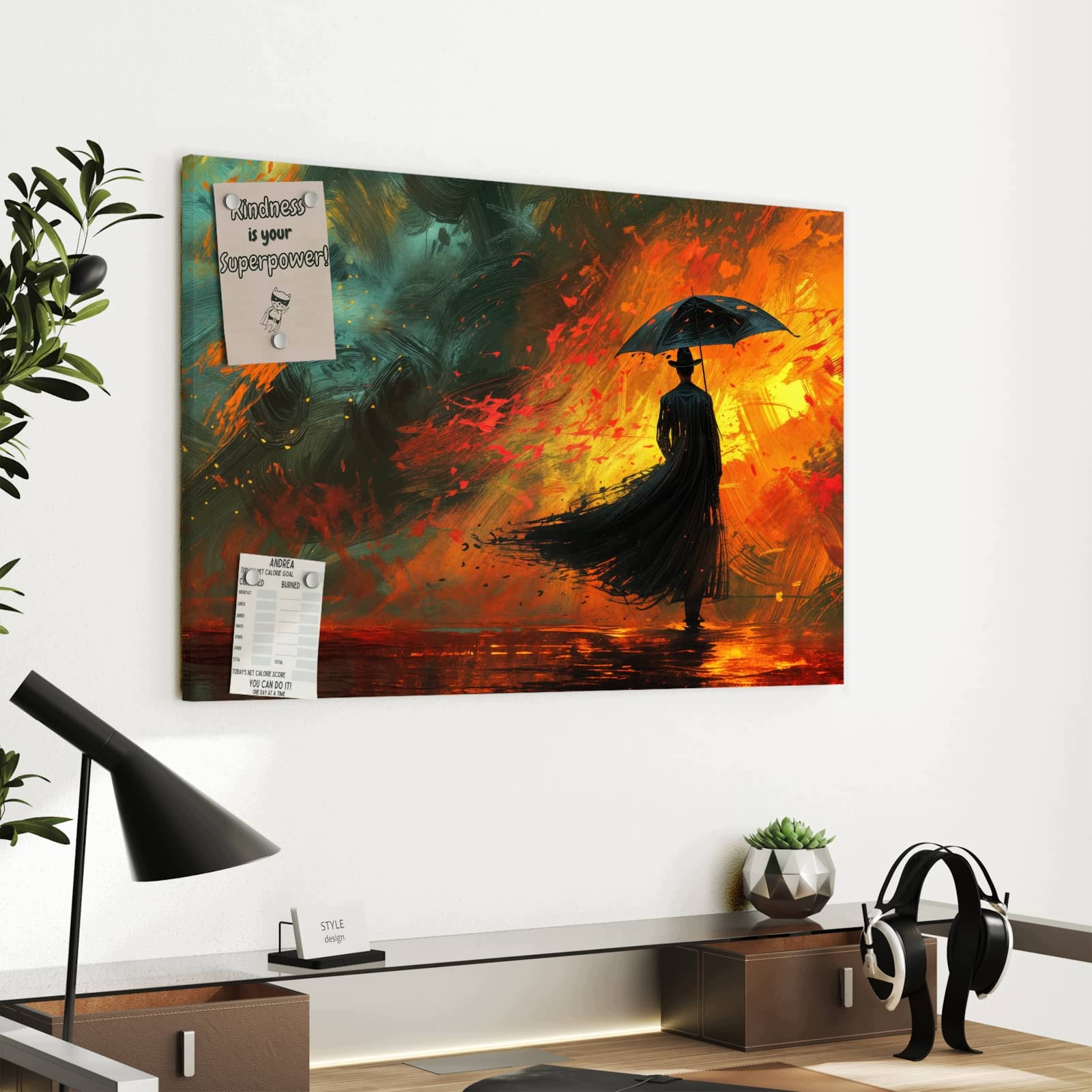 Magnetická tabule – obraz na zeď Muž se slunečníkem | 60 × 40 cm