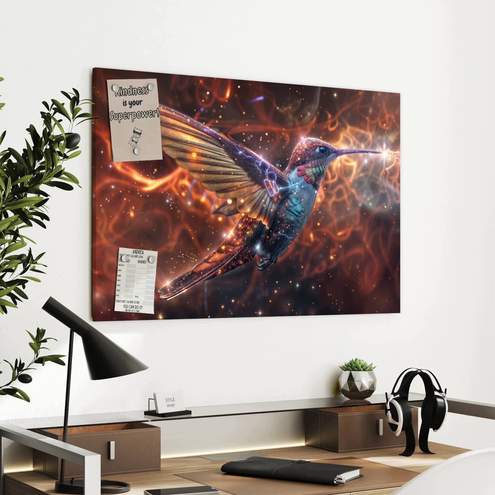 Magnetická tabule – obraz na zeď Třpytivý kolibřík | 90 × 60 cm