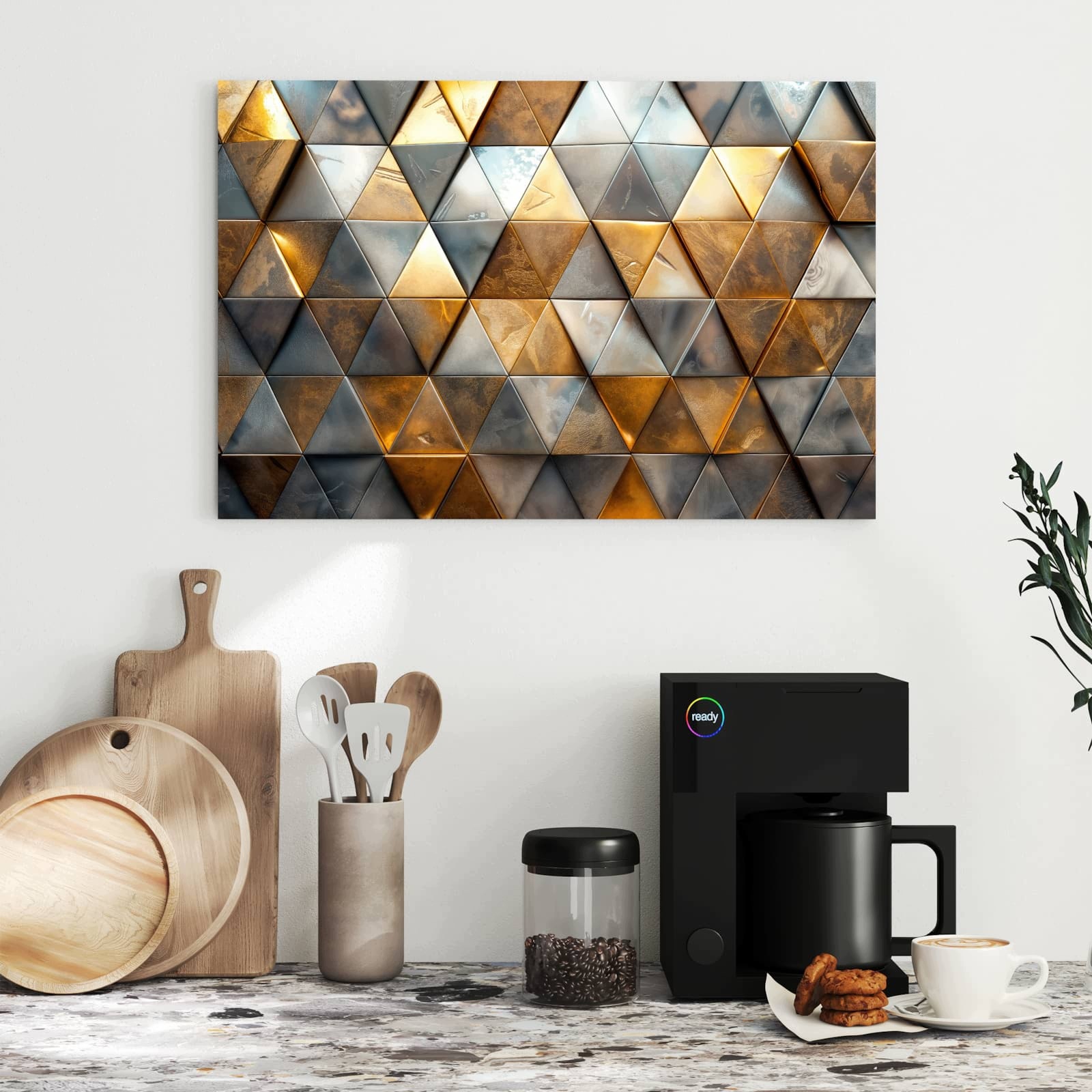 Magnetická tabule – obraz na zeď Trojúhelníkový vzor na stěně | 60 × 40 cm