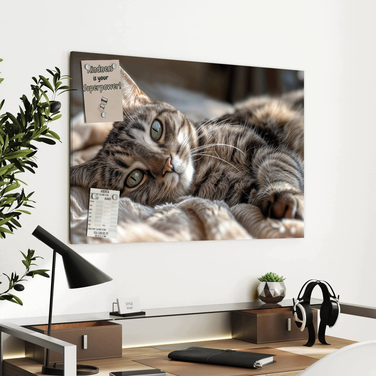 Magnetická tabule – obraz na zeď Útulná kočka – motiv 1 | 90 × 60 cm