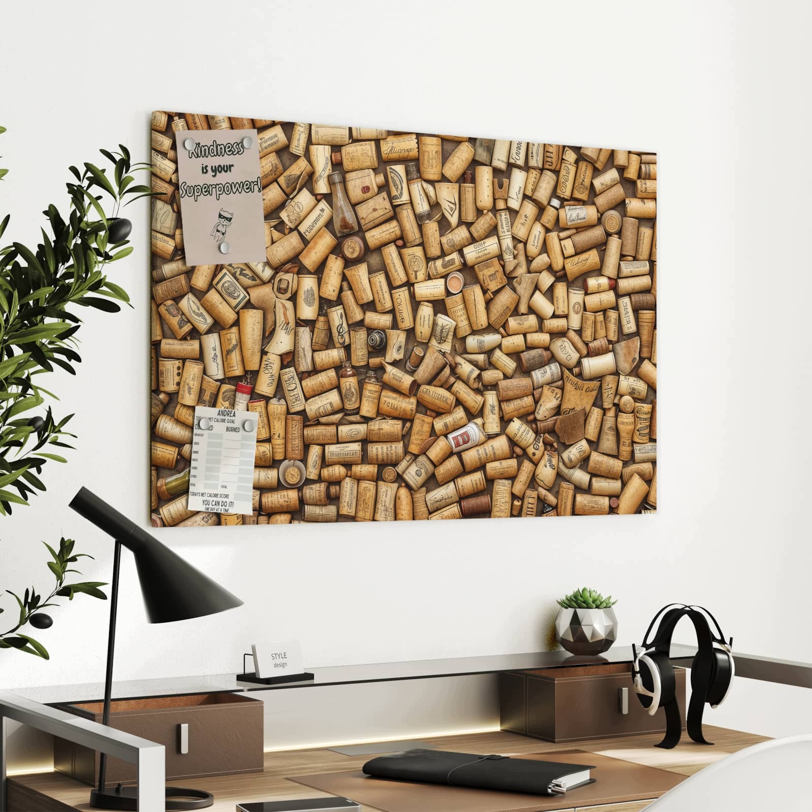 Magnetická tabule – obraz na zeď Kolekce vintage korků | 90 × 60 cm