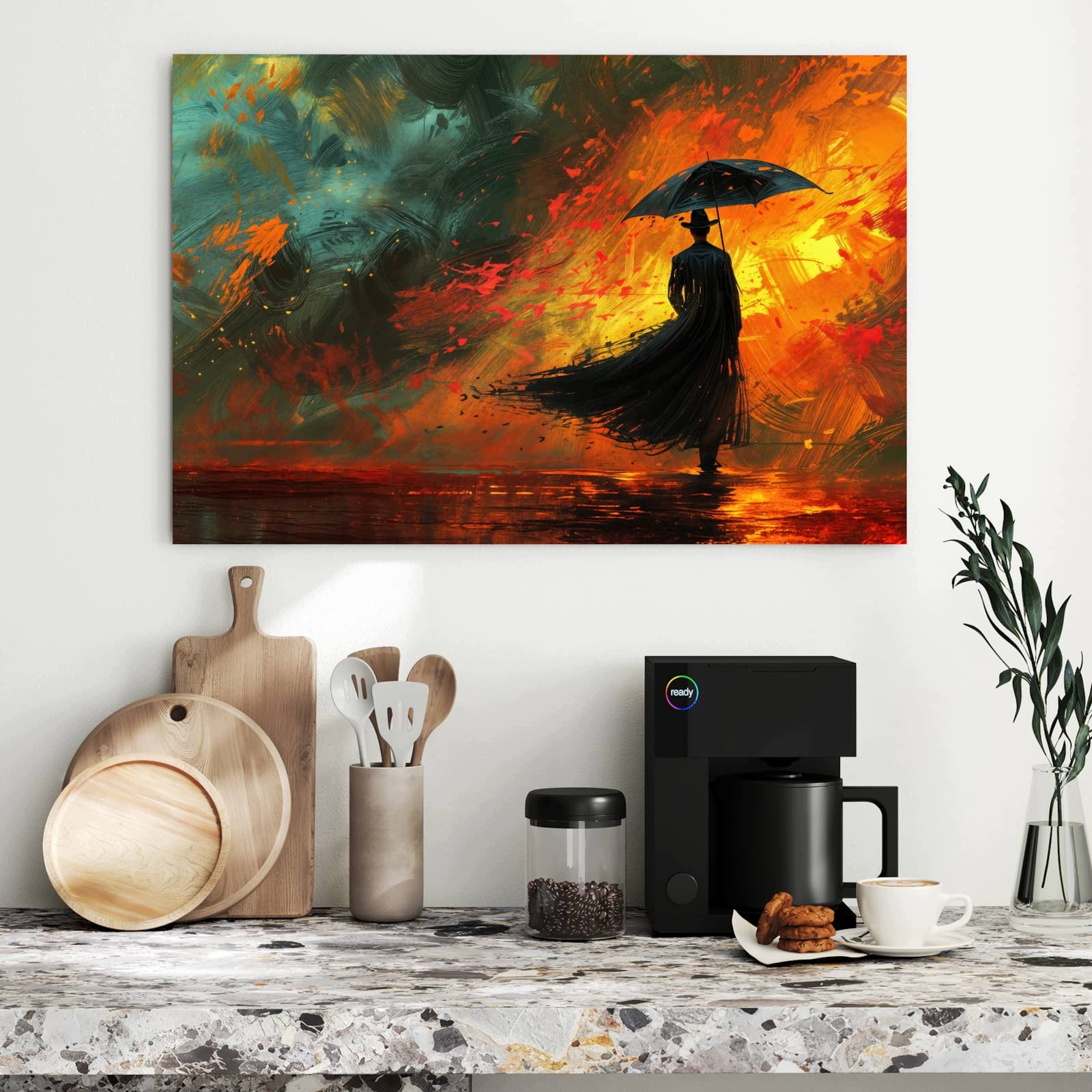 Magnetická tabule – obraz na zeď Muž se slunečníkem | 90 × 60 cm