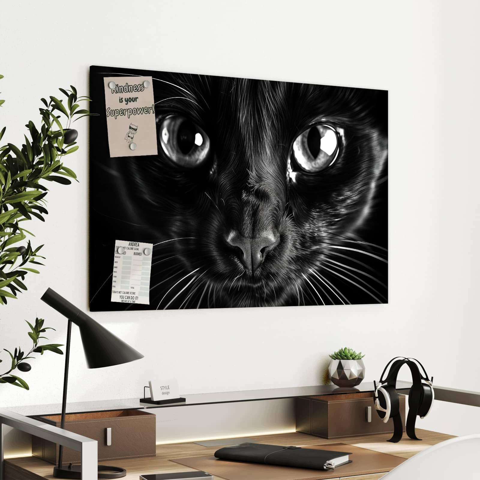 Magnetická tabule – obraz na zeď Kočičí tvář | 90 × 60 cm