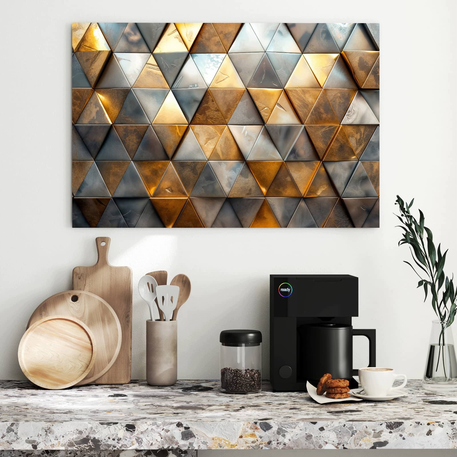 Magnetická tabule – obraz na zeď Trojúhelníkový vzor na stěně | 90 × 60 cm
