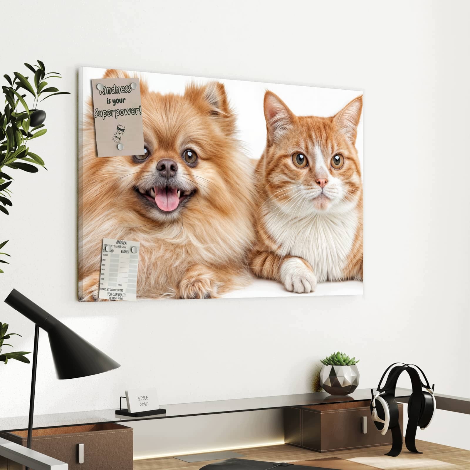Magnetická tabule – obraz na zeď Pes a kočka | 60 × 40 cm