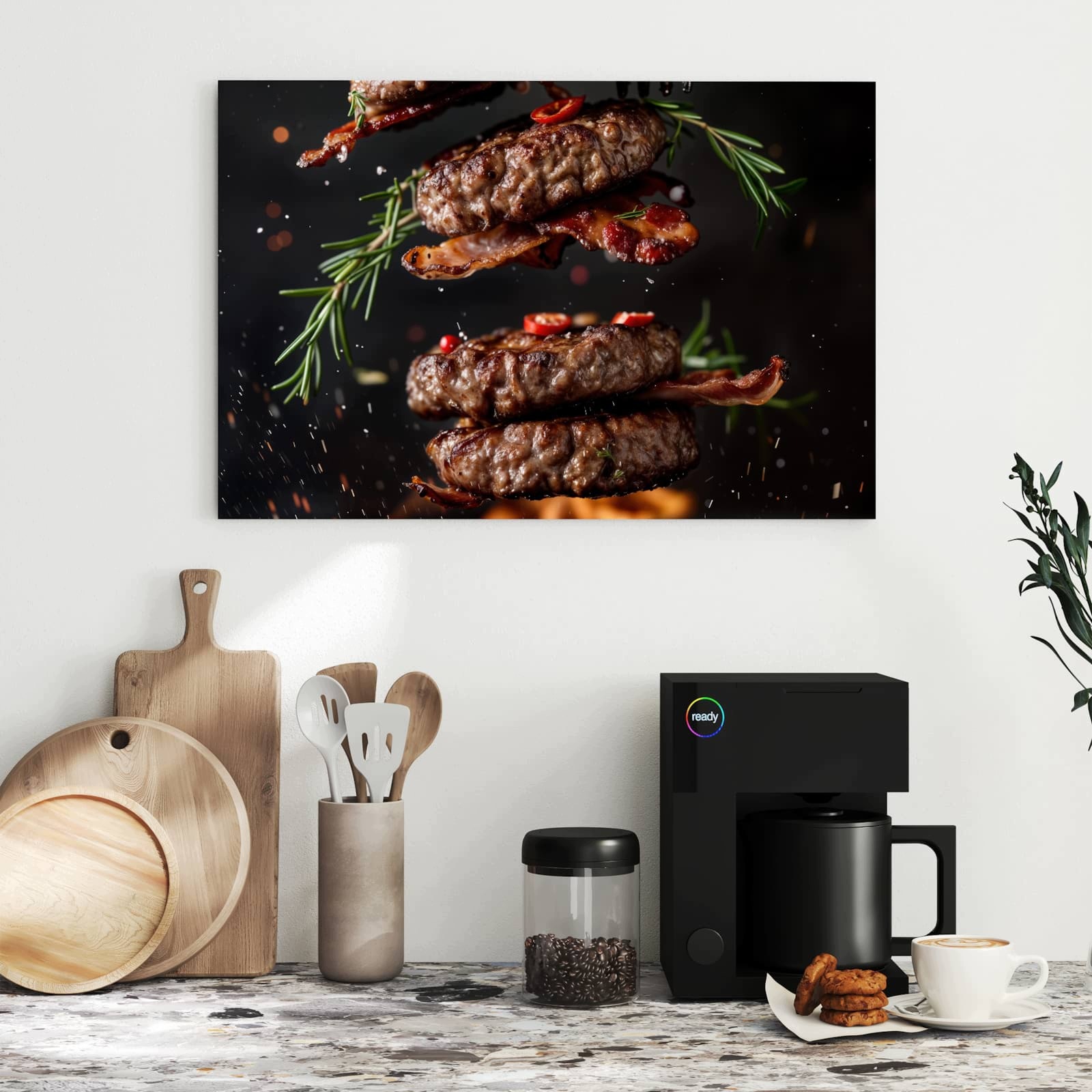 Magnetická tabule – obraz na zeď Burger se slaninou | 60 × 40 cm