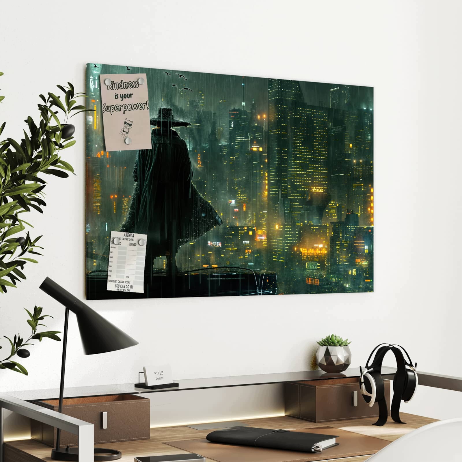 Magnetická tabule – obraz na zeď Pláštěnka ve městě | 90 × 60 cm