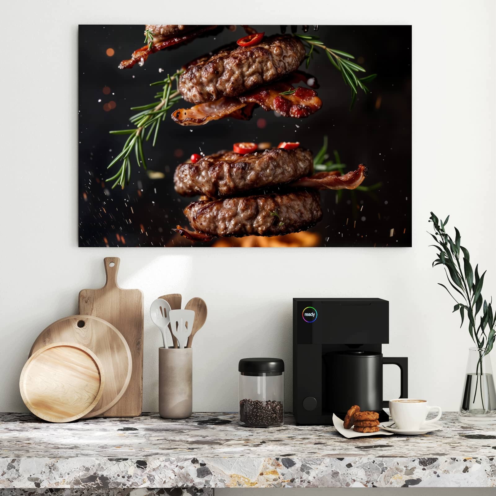Magnetická tabule – obraz na zeď Burger se slaninou | 90 × 60 cm