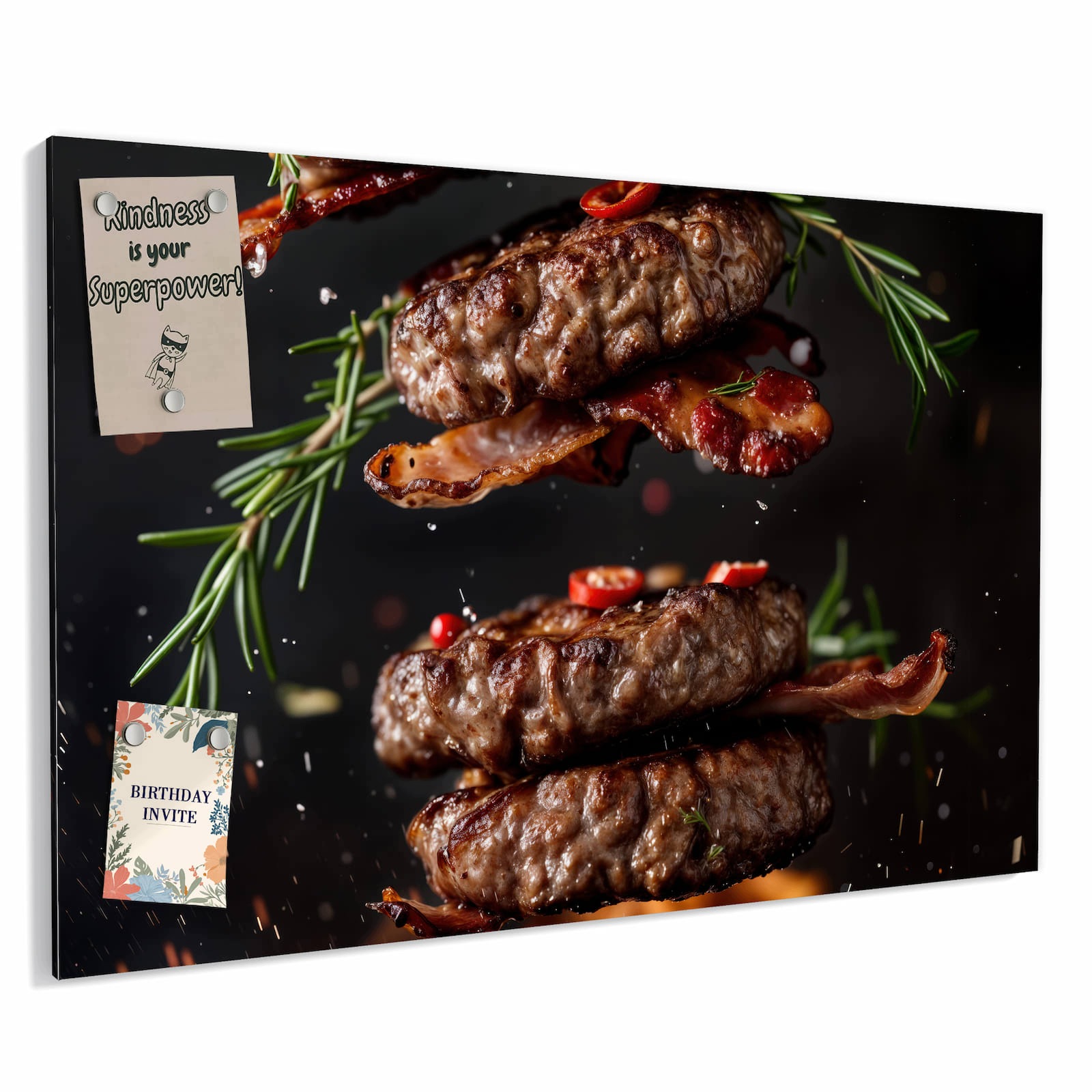 Magnetická tabule – obraz na zeď Burger se slaninou | 90 × 60 cm