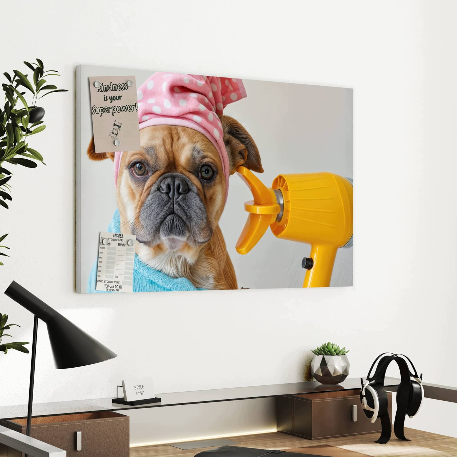 Magnetická tabule – obraz na zeď Pes na plážové osušce | 60 × 40 cm