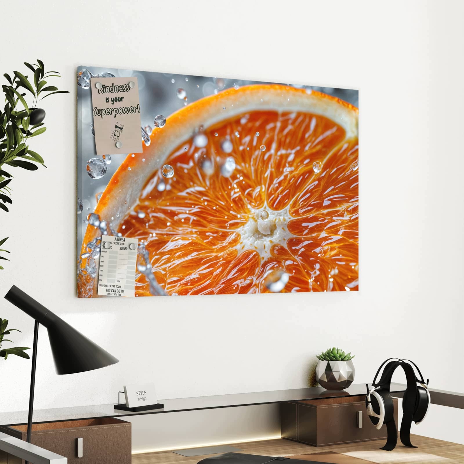 Magnetická tabule – obraz na zeď Plátek pomeranče cákance | 60 × 40 cm