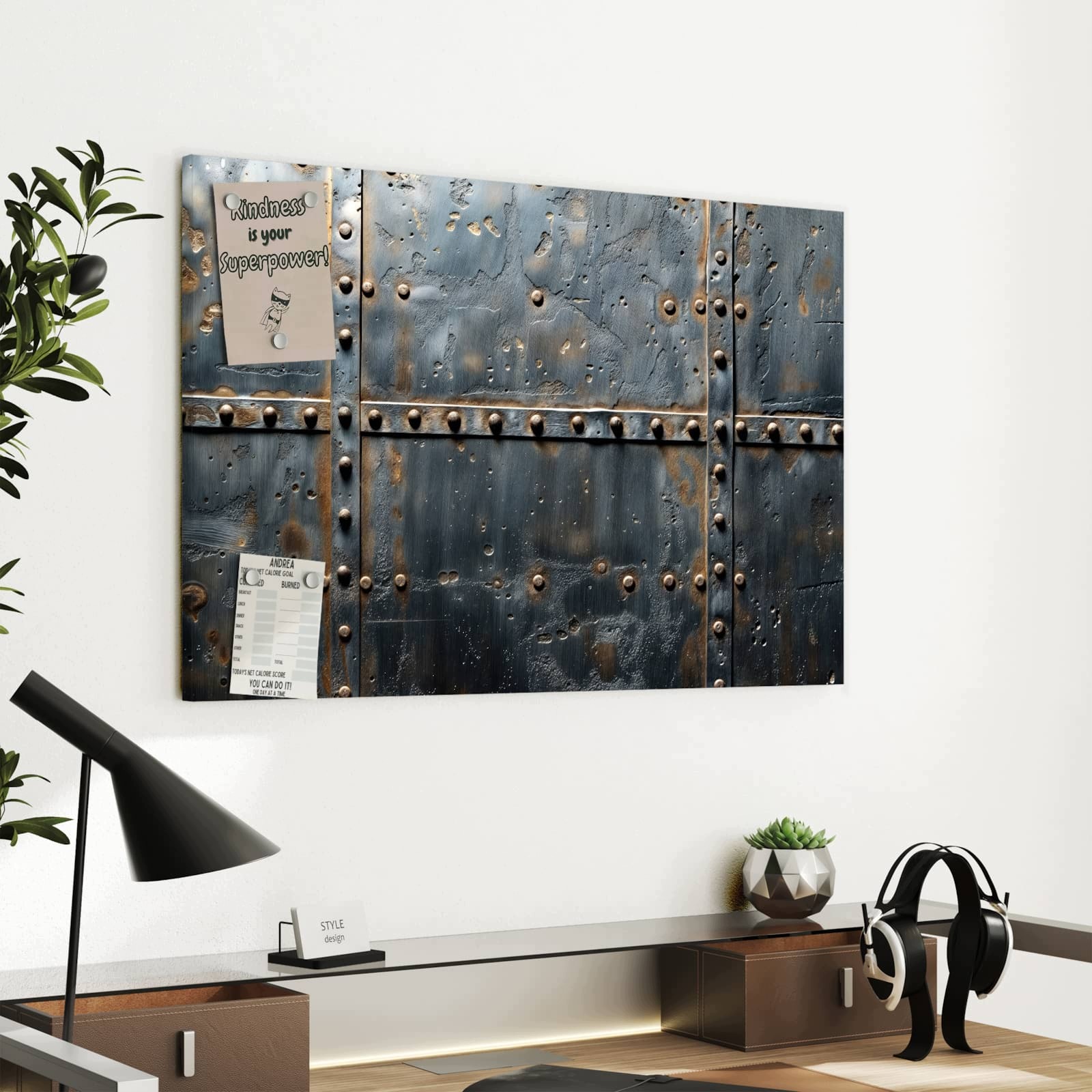 Magnetická tabule – obraz na zeď Design kovových dveří | 60 × 40 cm