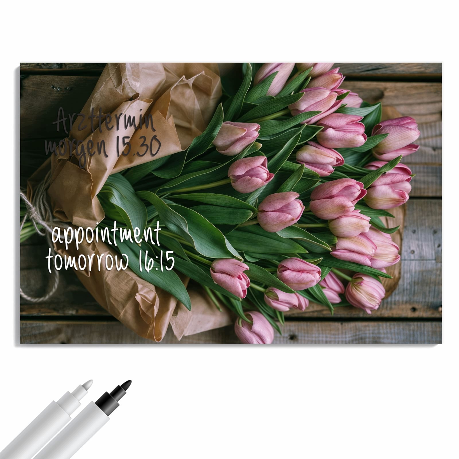 Magnetická tabule – obraz na zeď Růžová kytice tulipánů | 60 × 40 cm