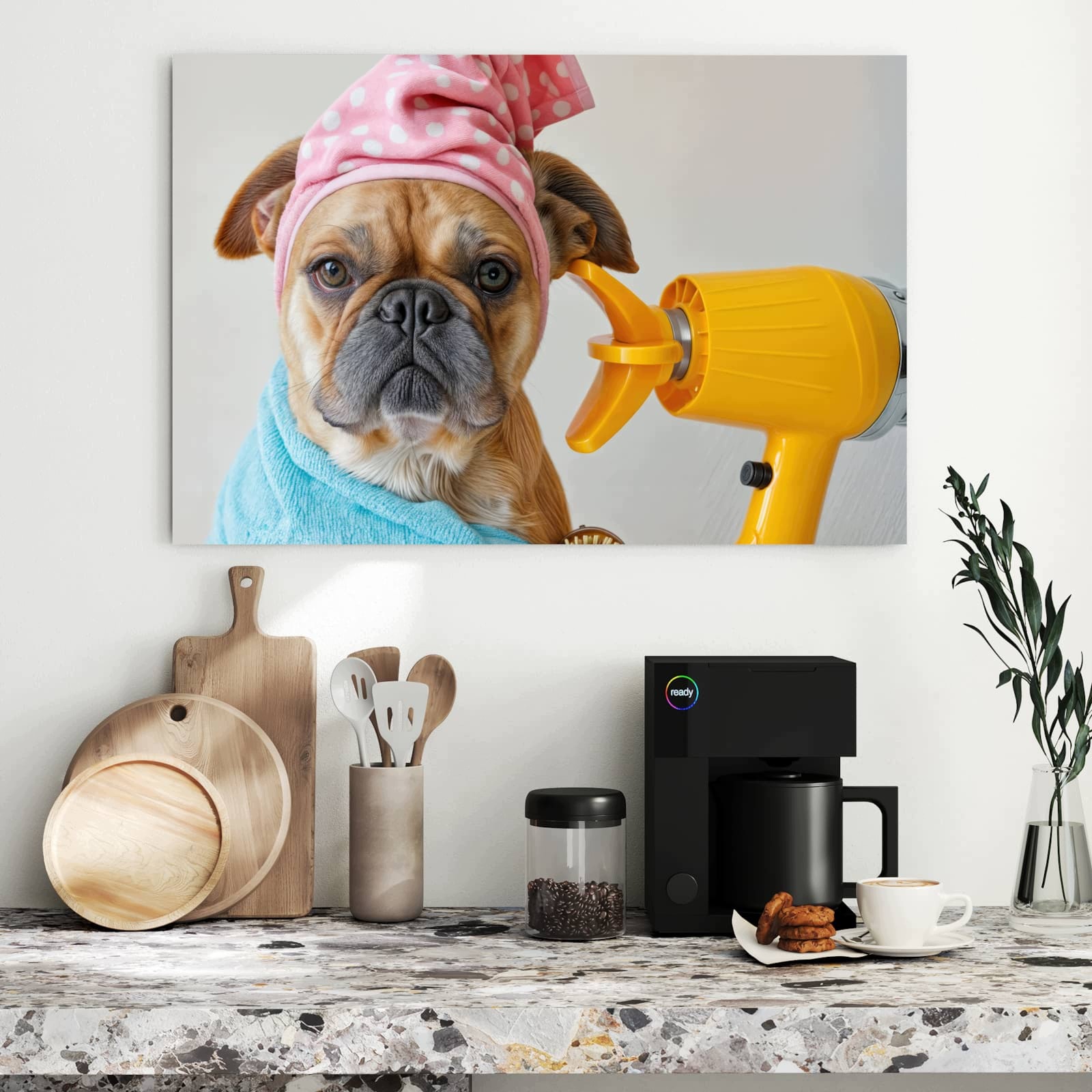Magnetická tabule – obraz na zeď Pes na plážové osušce | 90 × 60 cm
