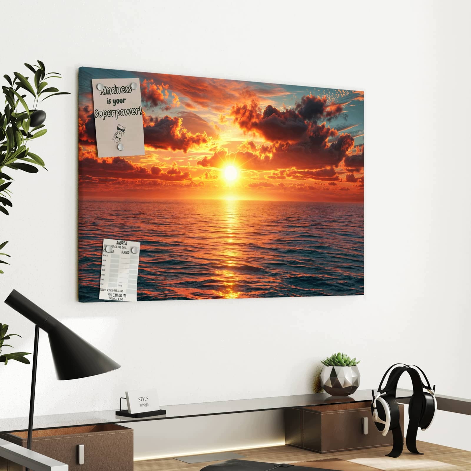 Magnetická tabule – obraz na zeď Večerní slunce moře | 60 × 40 cm