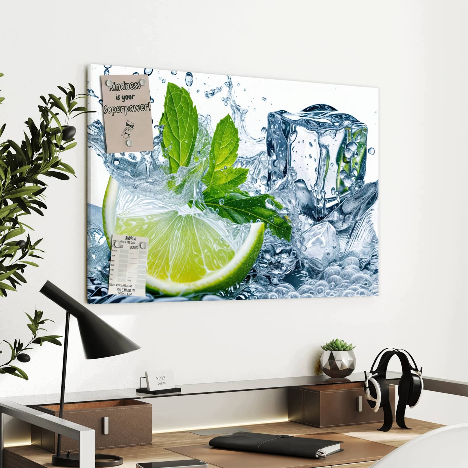 Magnetická tabule – obraz na zeď Cákance limetky | 90 × 60 cm