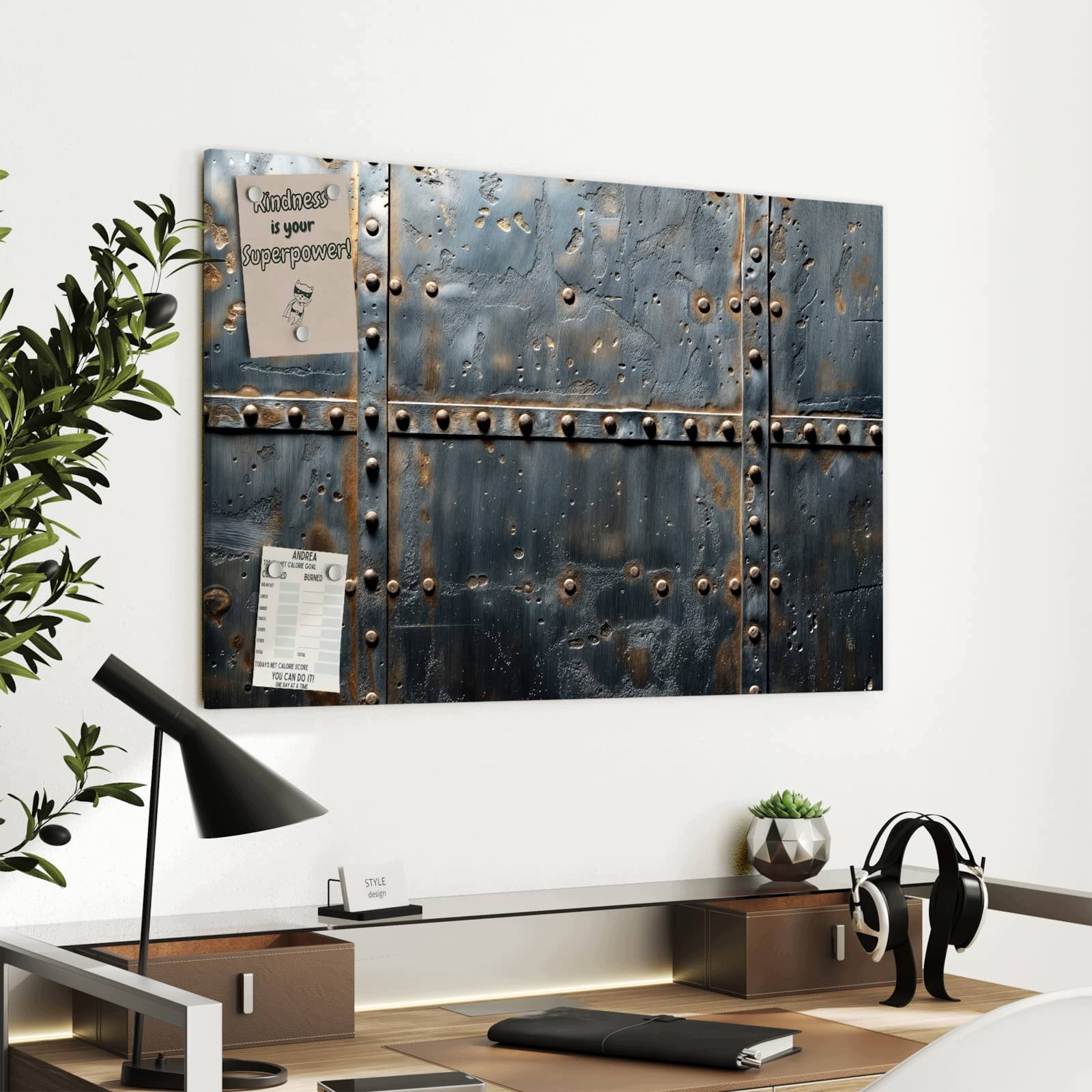 Magnetická tabule – obraz na zeď Design kovových dveří | 90 × 60 cm