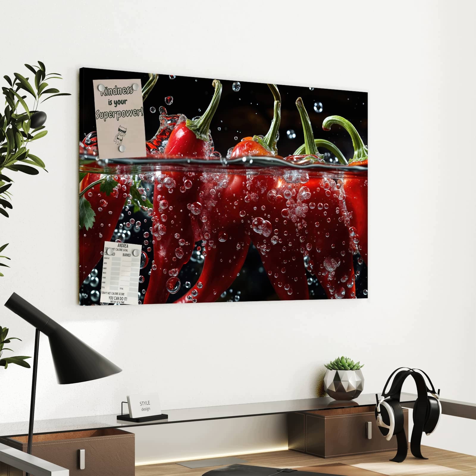 Magnetická tabule – obraz na zeď Paprika ve vodě | 60 × 40 cm