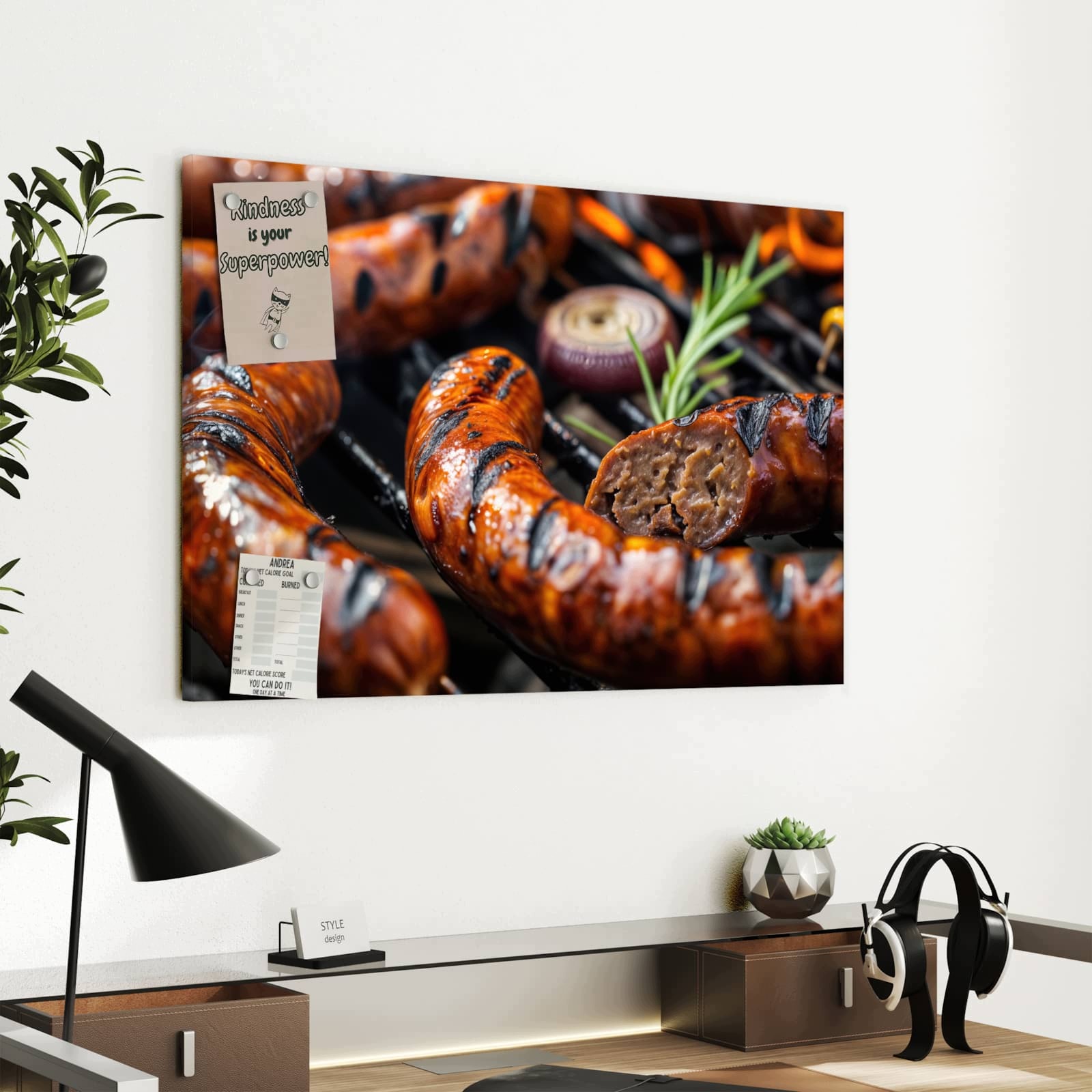 Magnetická tabule – obraz na zeď Grilovaná klobása BBQ | 60 × 40 cm