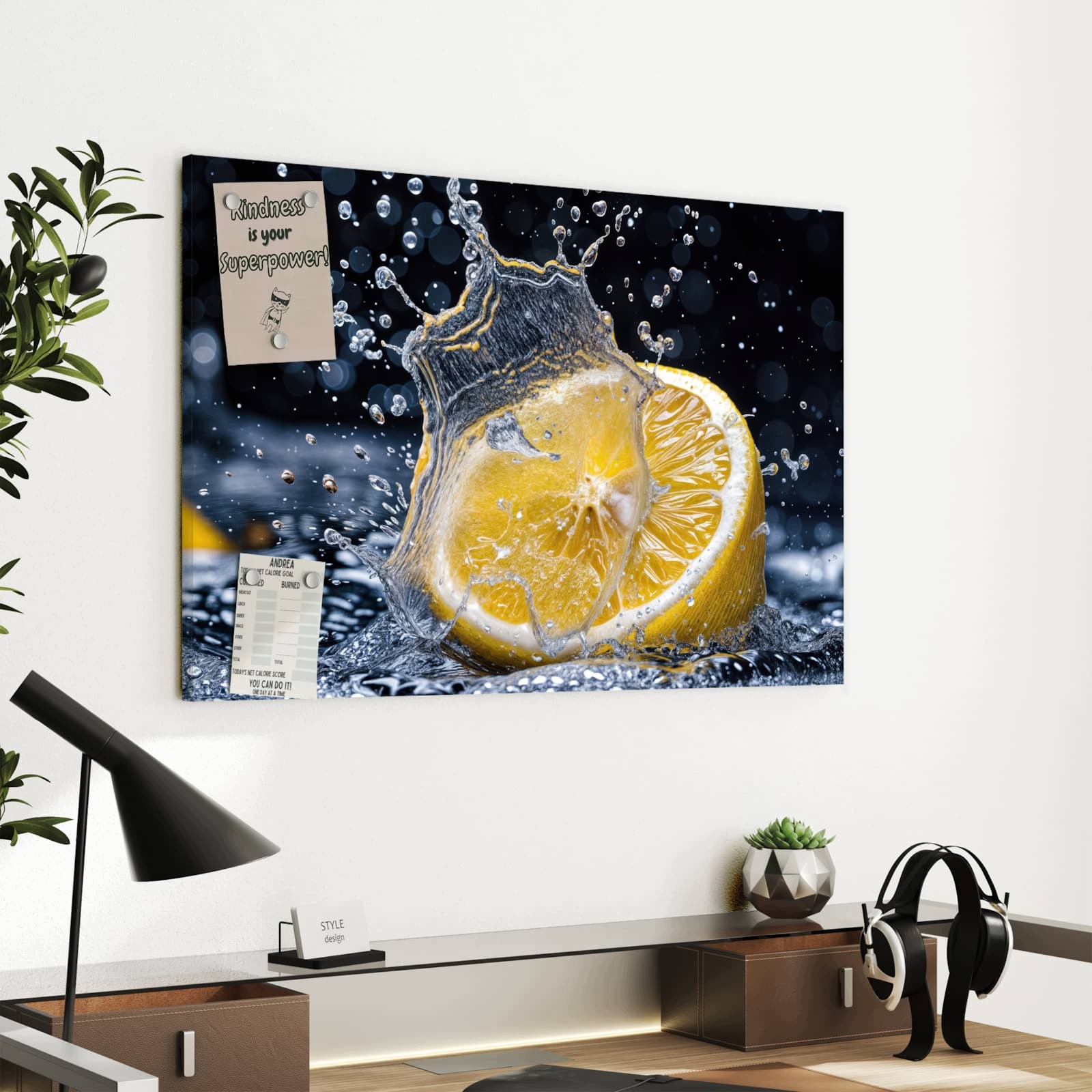 Magnetická tabule – obraz na zeď Cákance citronu | 60 × 40 cm