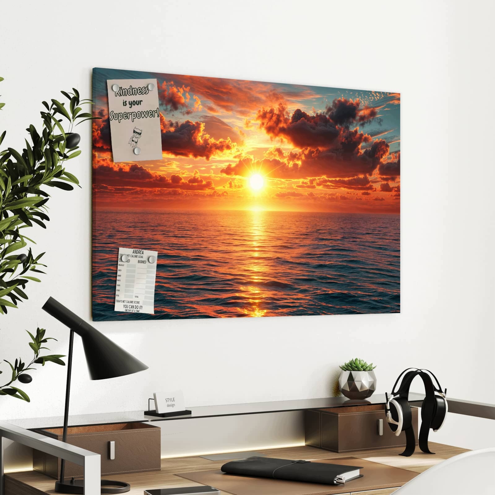 Magnetická tabule – obraz na zeď Večerní slunce moře | 90 × 60 cm