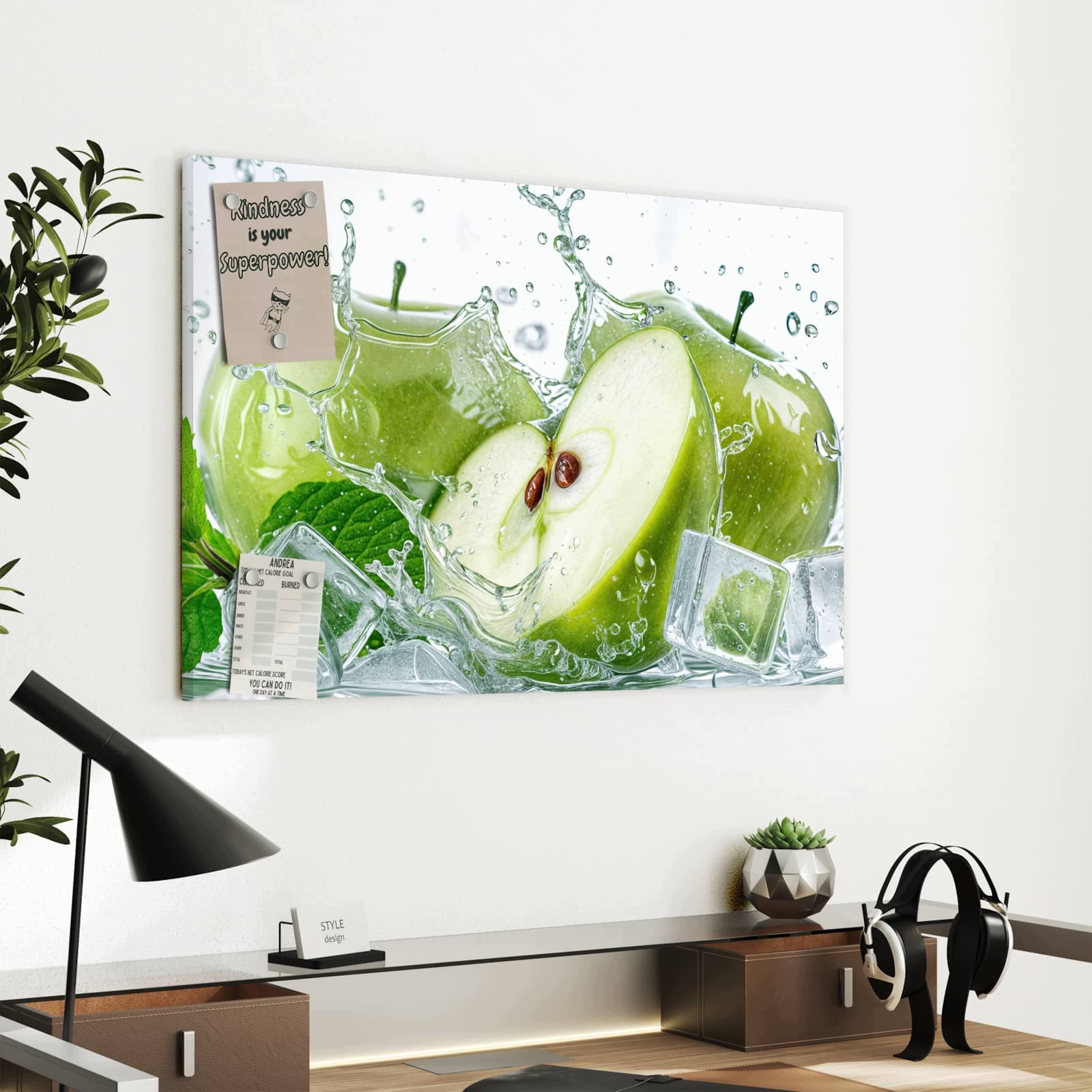 Magnetická tabule – obraz na zeď Svěží jablka cákance | 60 × 40 cm