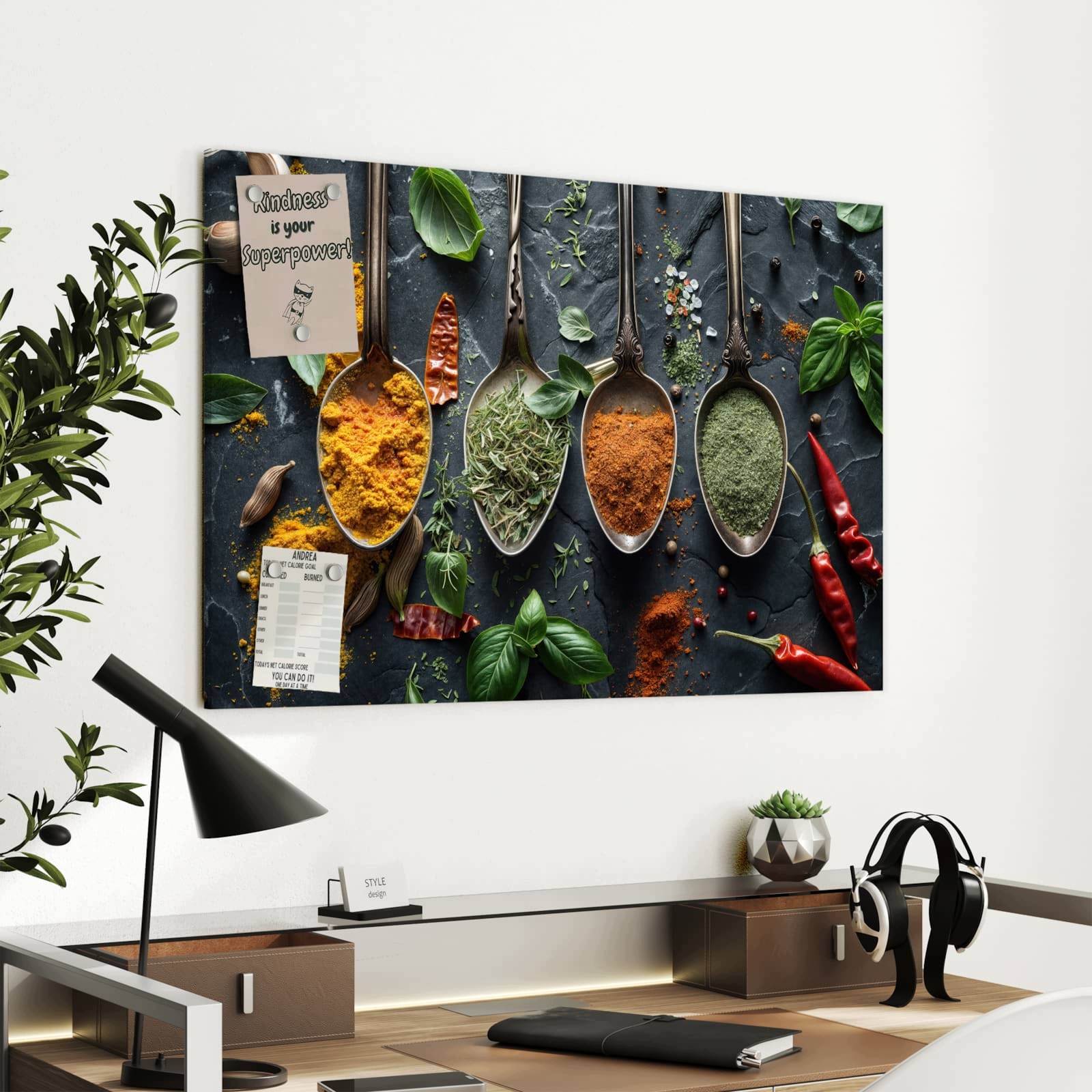 Magnetická tabule – obraz na zeď Bylinky a koření – motiv 1 | 90 × 60 cm