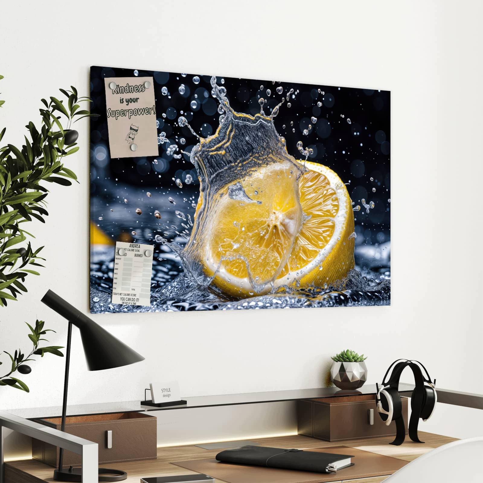 Magnetická tabule – obraz na zeď Cákance citronu | 90 × 60 cm