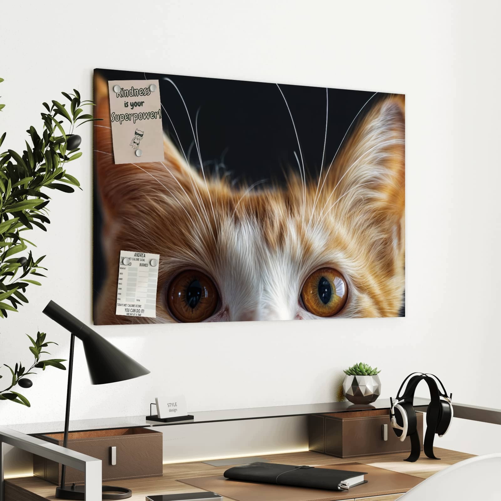 Magnetická tabule – obraz na zeď Jemný pohled kočky | 90 × 60 cm