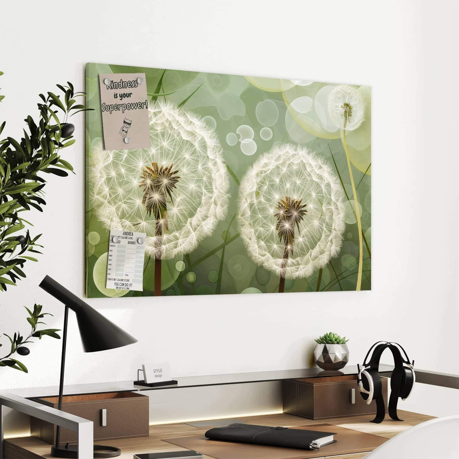 Magnetická tabule – obraz na zeď Jemné květiny pampelišky | 90 × 60 cm
