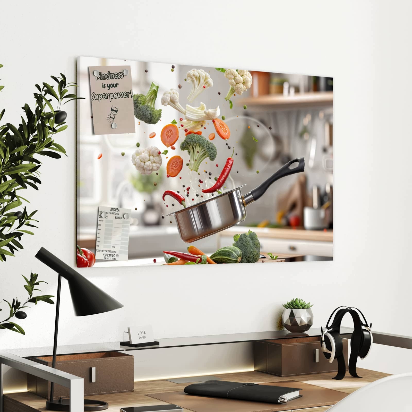 Magnetická tabule – obraz na zeď Vaření se zeleninou | 90 × 60 cm