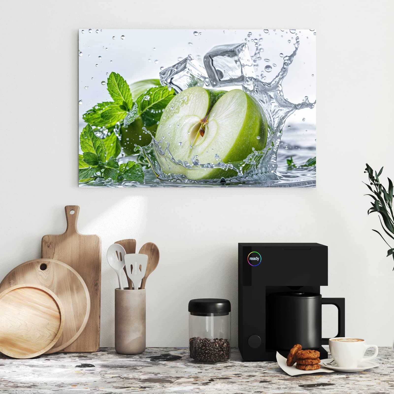 Magnetická tabule – obraz na zeď Stříkající jablko s mátou | 60 × 40 cm