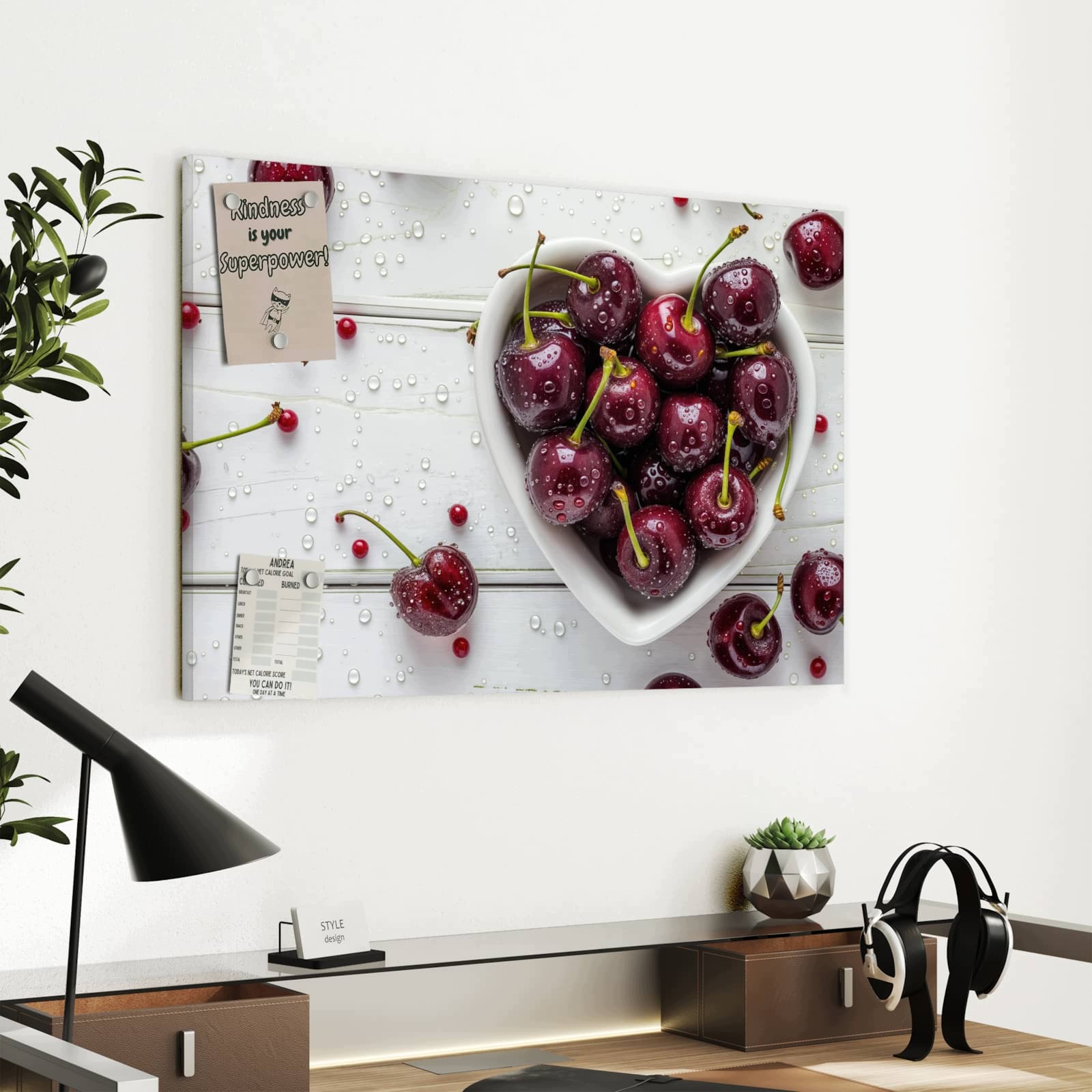 Magnetická tabule – obraz na zeď Čerstvé třešně | 60 × 40 cm
