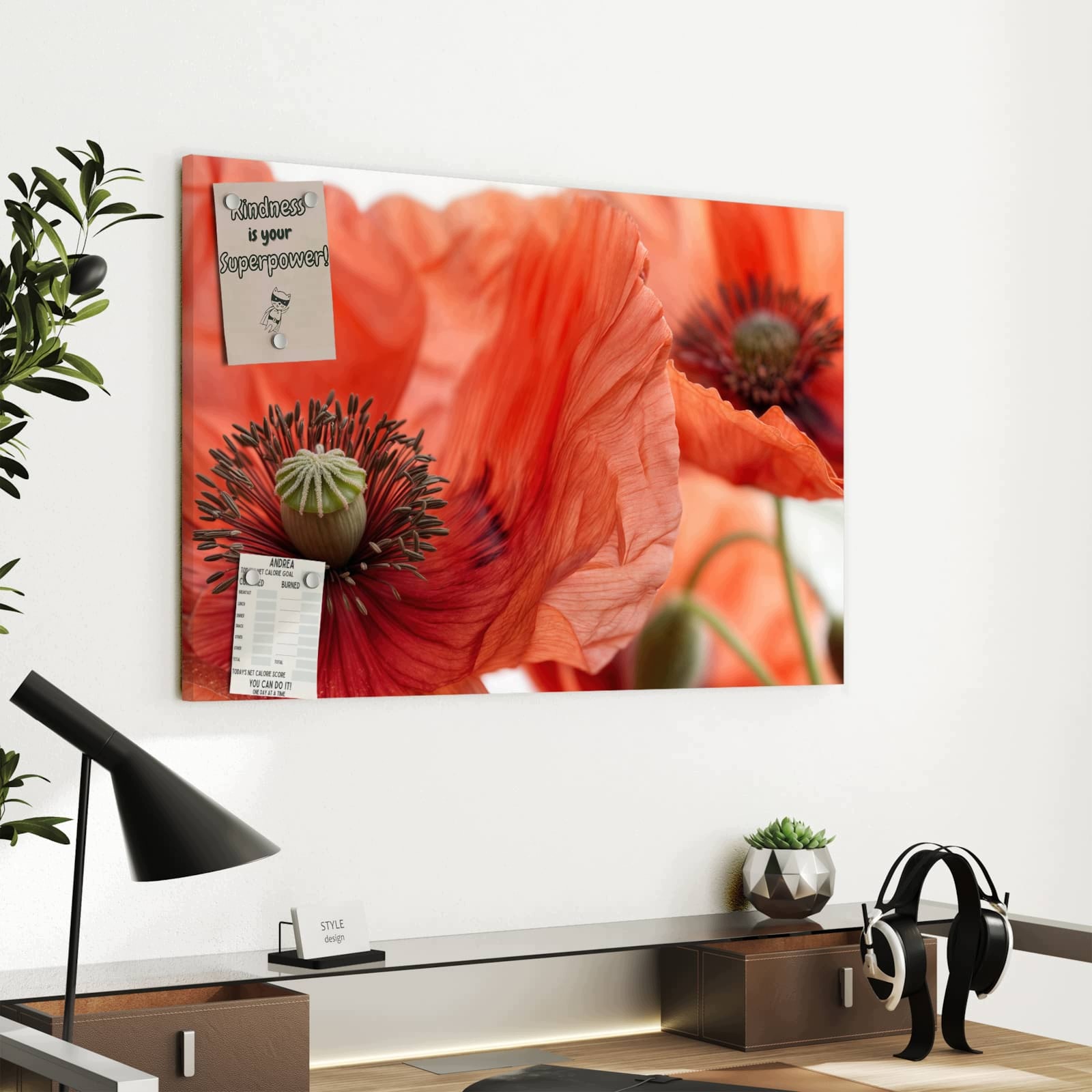Magnetická tabule – obraz na zeď Květiny máku | 60 × 40 cm