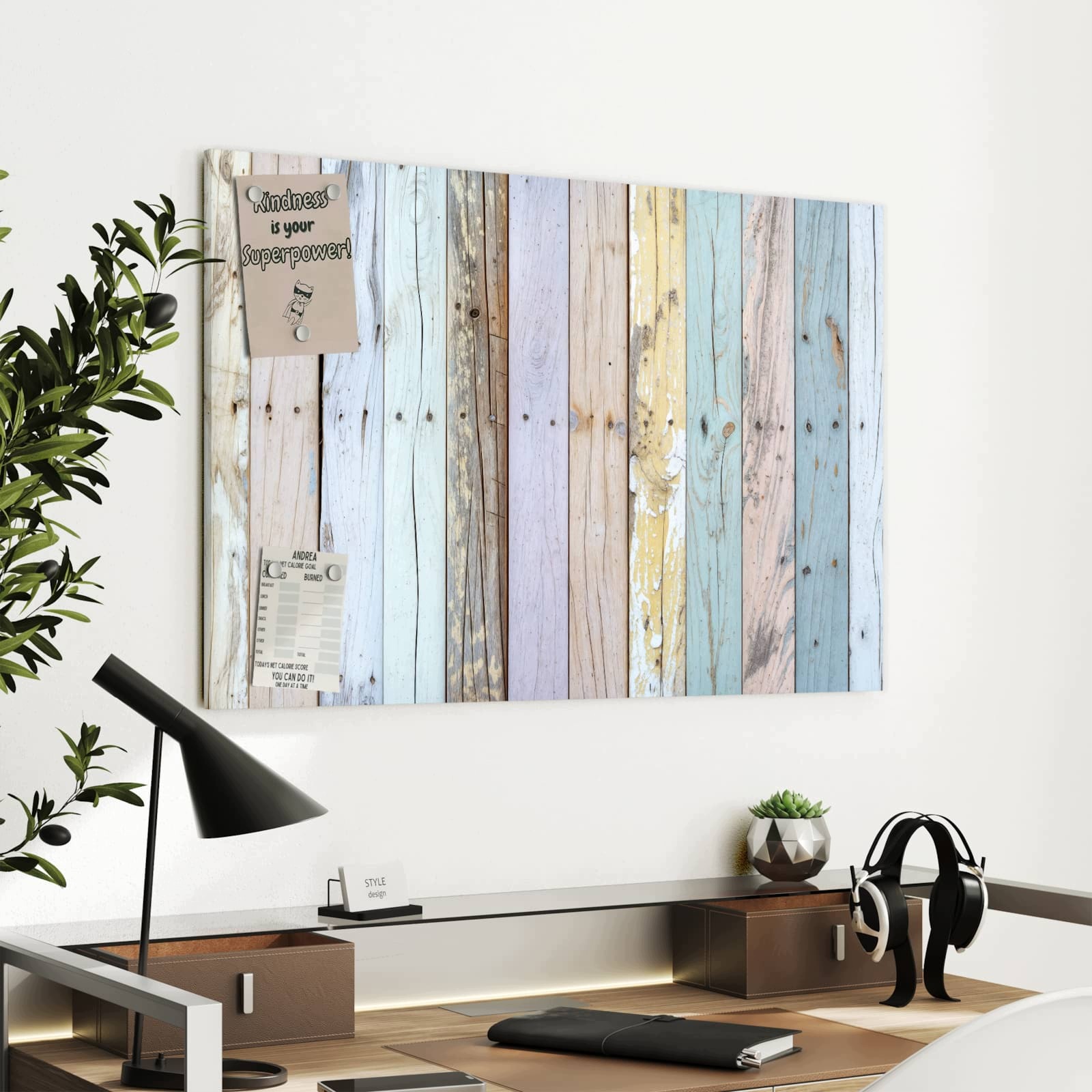 Magnetická tabule – obraz na zeď Barevná prkna | 90 × 60 cm