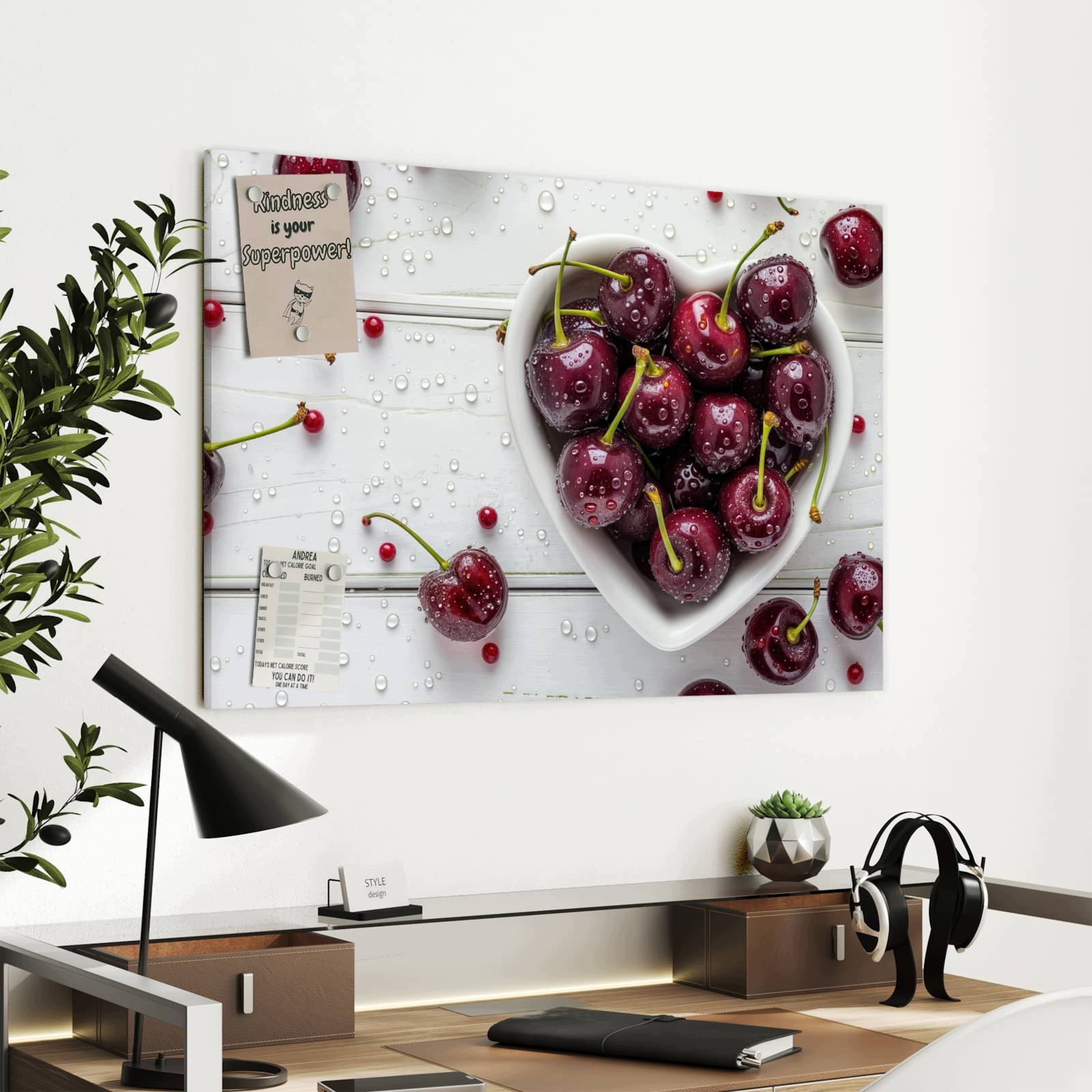 Magnetická tabule – obraz na zeď Čerstvé třešně | 90 × 60 cm