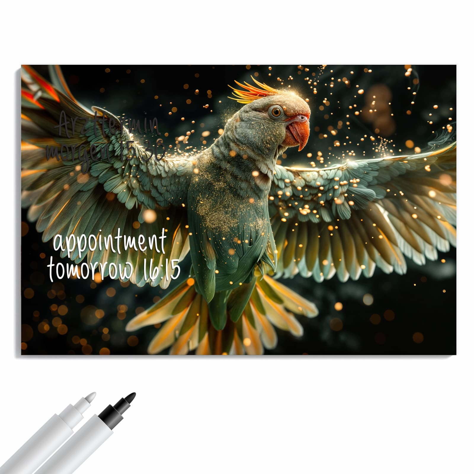 Magnetická tabule – obraz na zeď Létající papoušek | 90 × 60 cm
