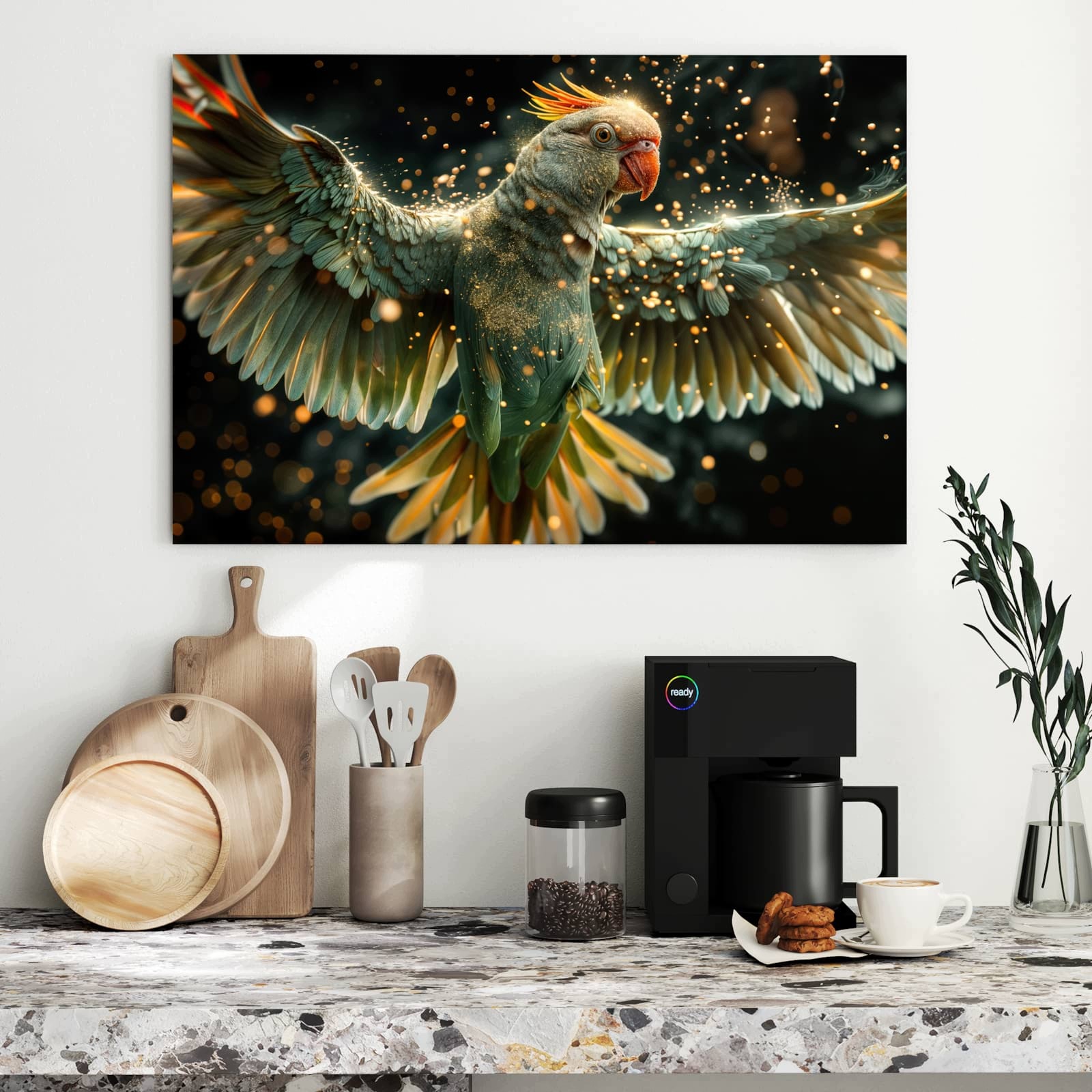 Magnetická tabule – obraz na zeď Létající papoušek | 90 × 60 cm