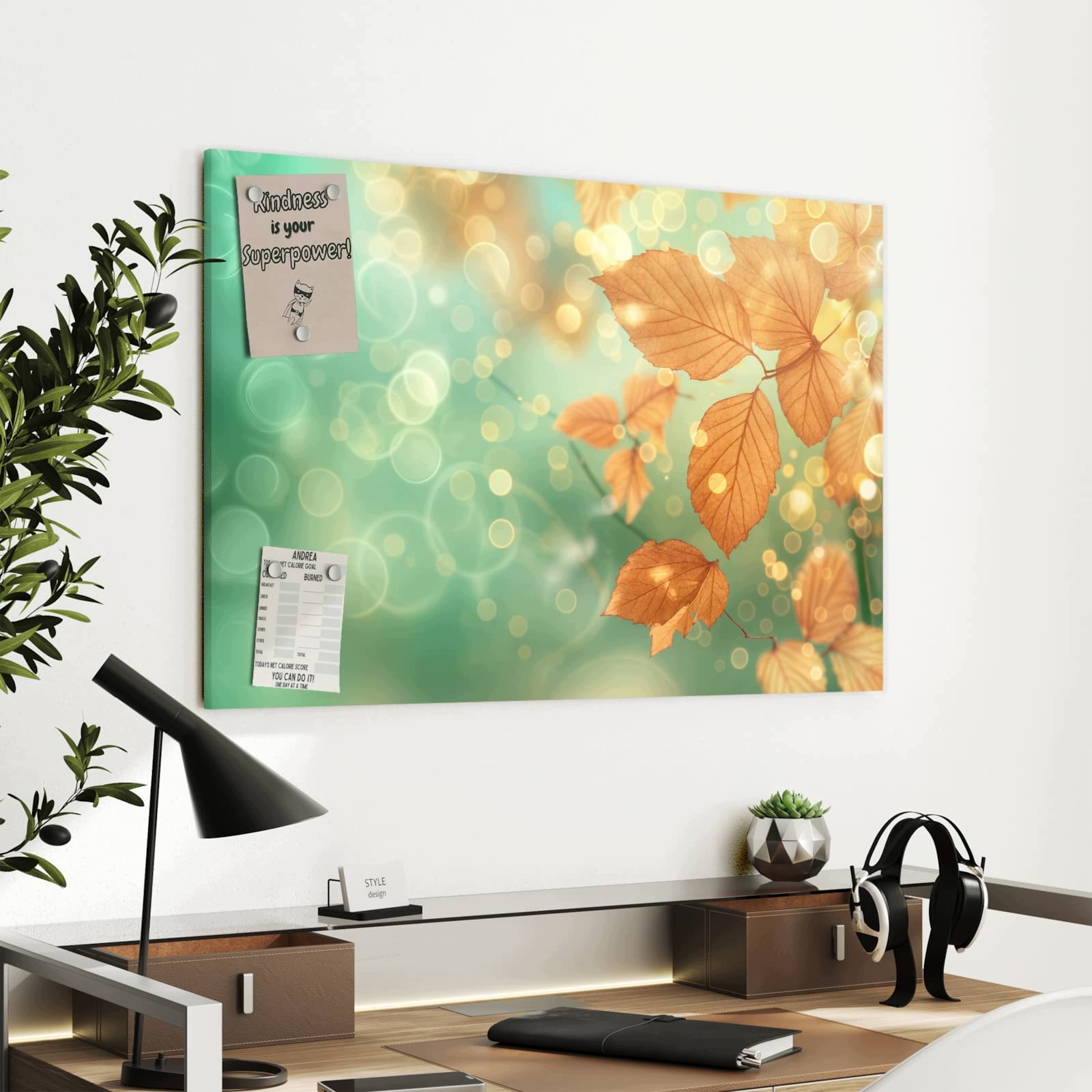 Magnetická tabule – obraz na zeď Podzimní listy – motiv 1 | 90 × 60 cm