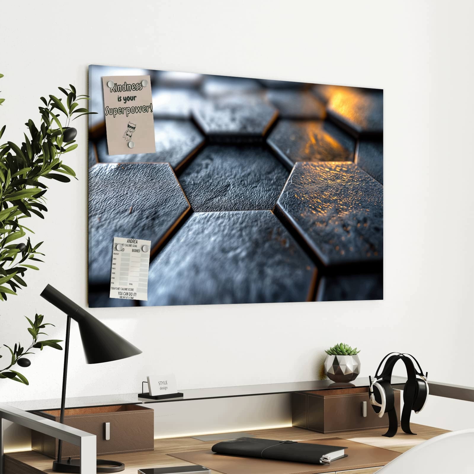 Magnetická tabule – obraz na zeď Šestiúhelník struktura dlaždic | 90 × 60 cm