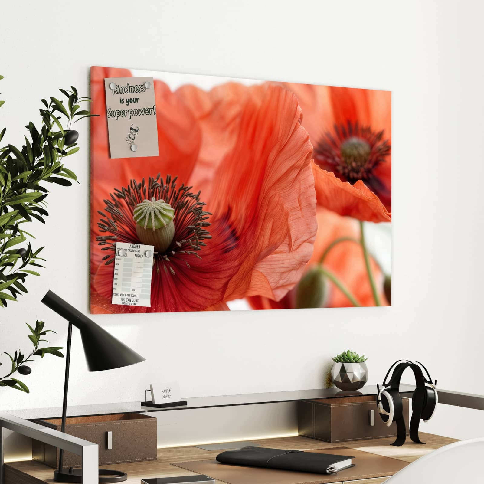 Magnetická tabule – obraz na zeď Květiny máku | 90 × 60 cm