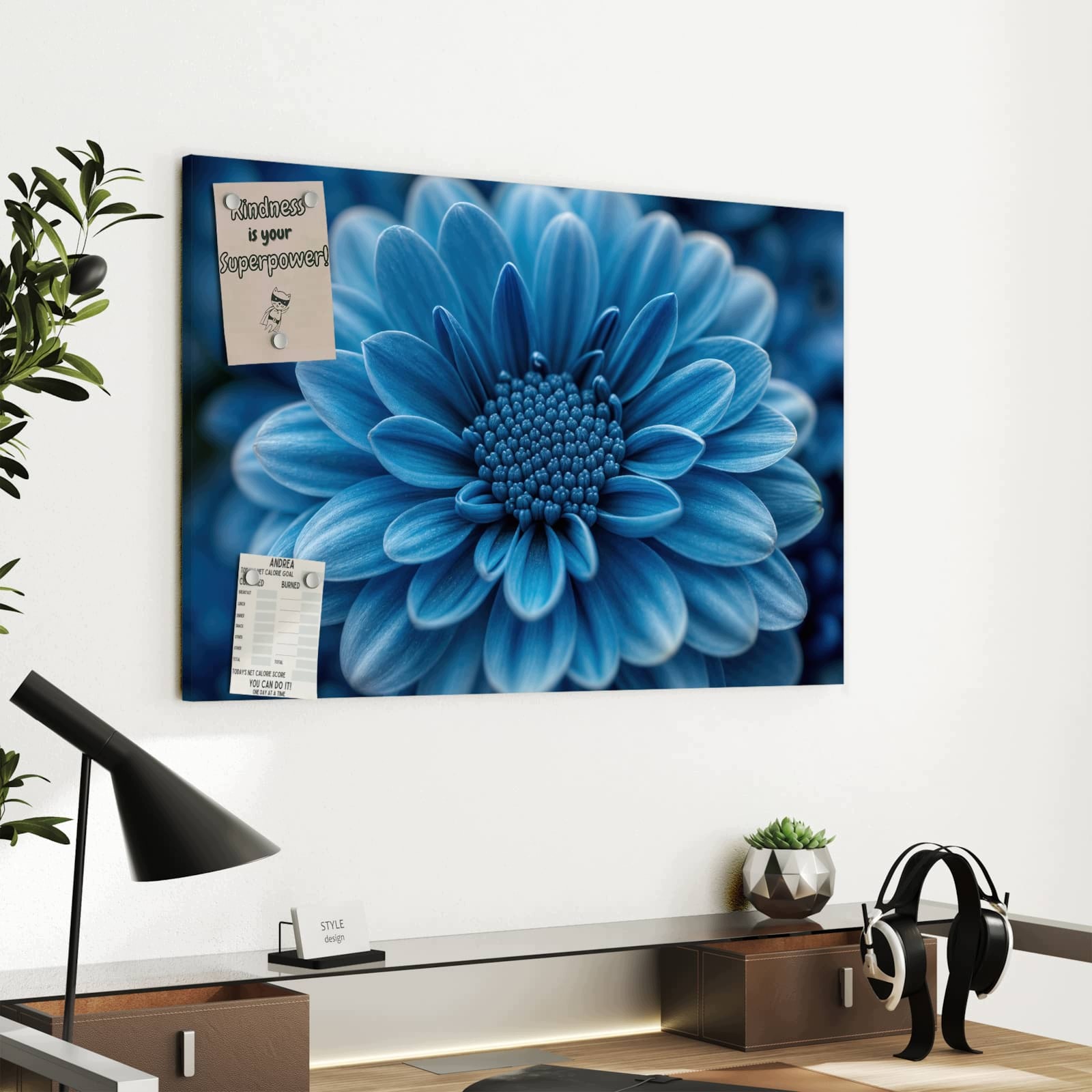 Magnetická tabule – obraz na zeď Modrá květina | 60 × 40 cm