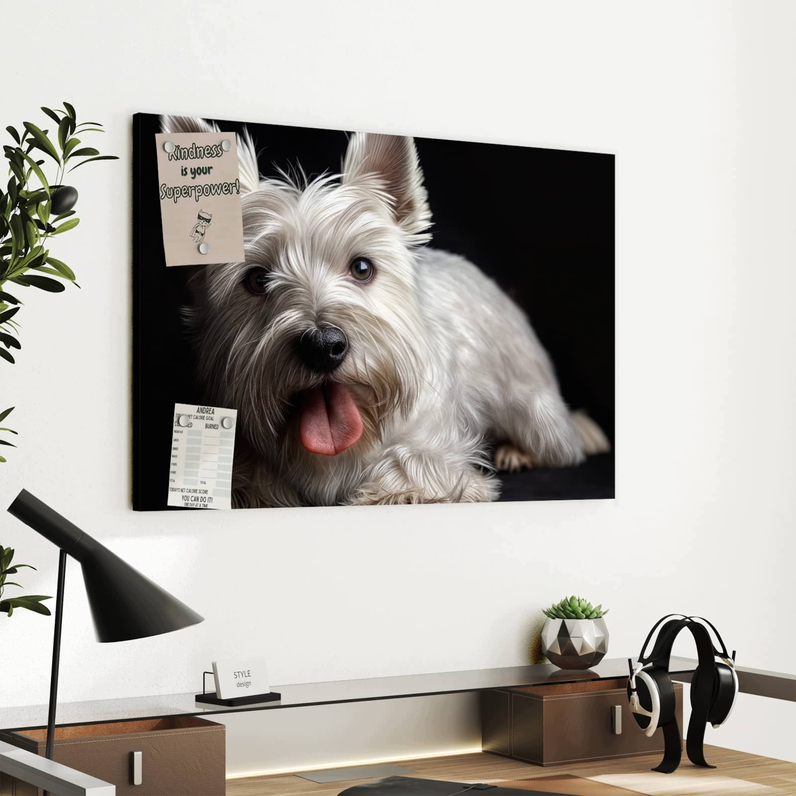 Magnetická tabule – obraz na zeď Bílý pes | 60 × 40 cm