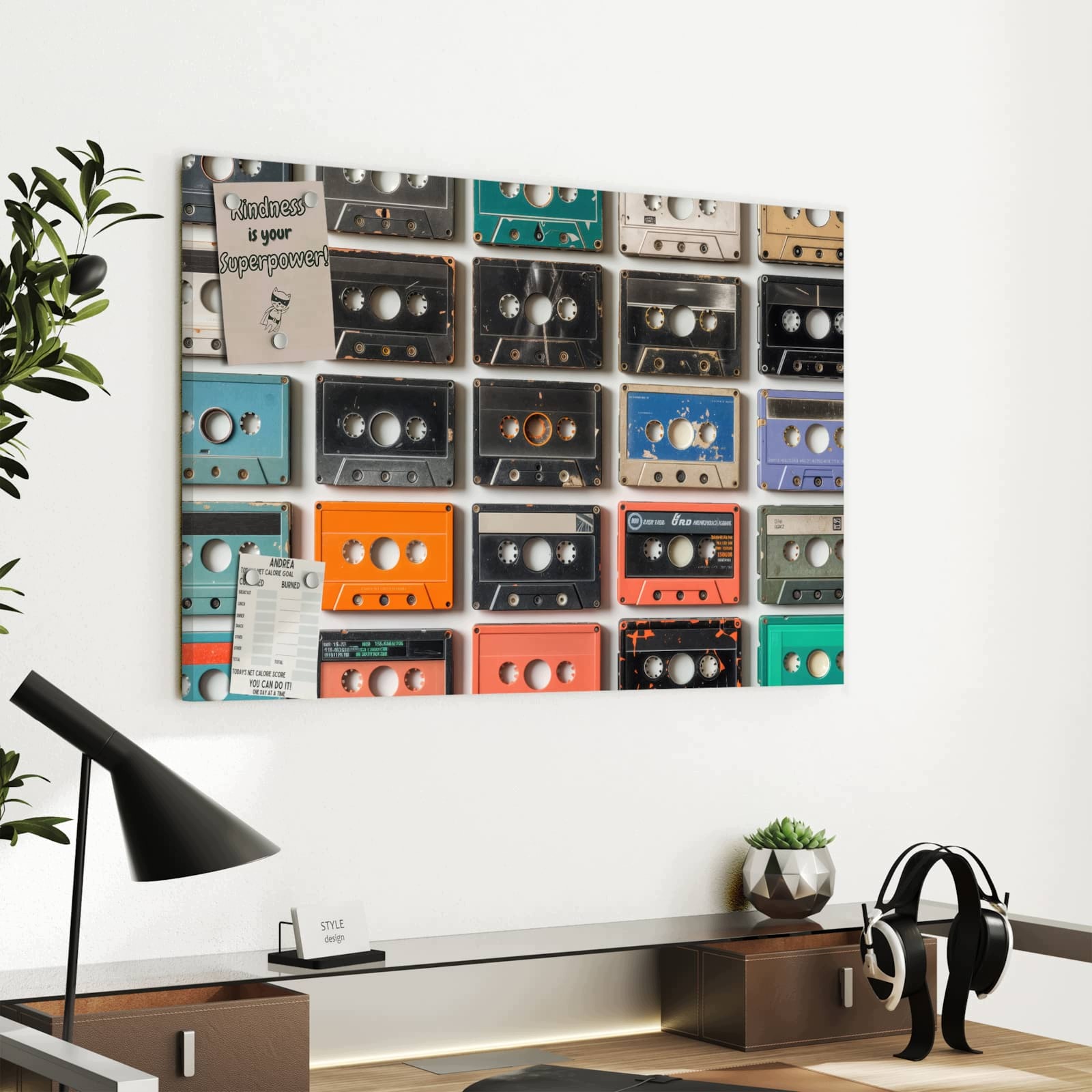 Magnetická tabule – obraz na zeď Vintage kasety plakát | 60 × 40 cm