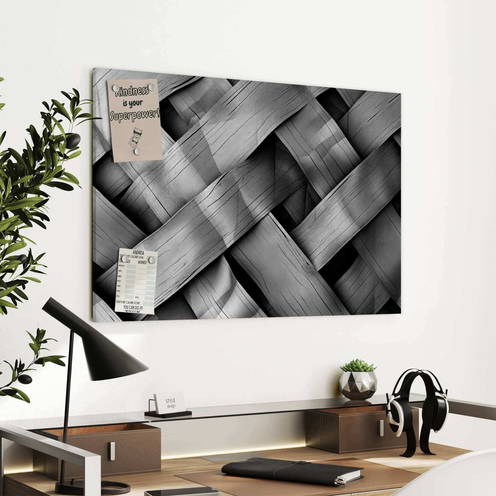 Magnetická tabule – obraz na zeď Pletené dřevo | 90 × 60 cm