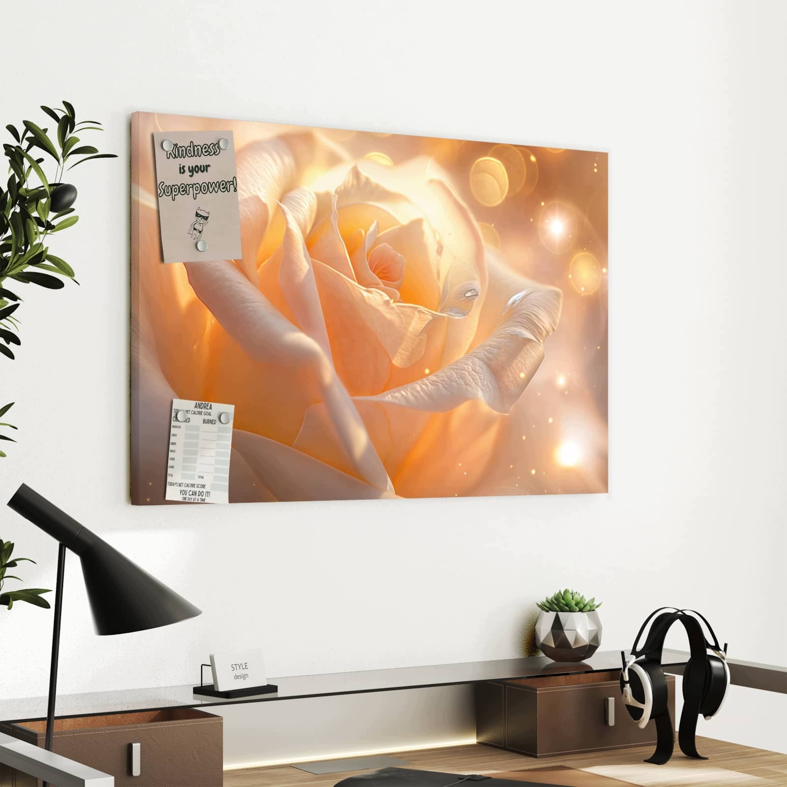 Magnetická tabule – obraz na zeď Zářící květina | 60 × 40 cm