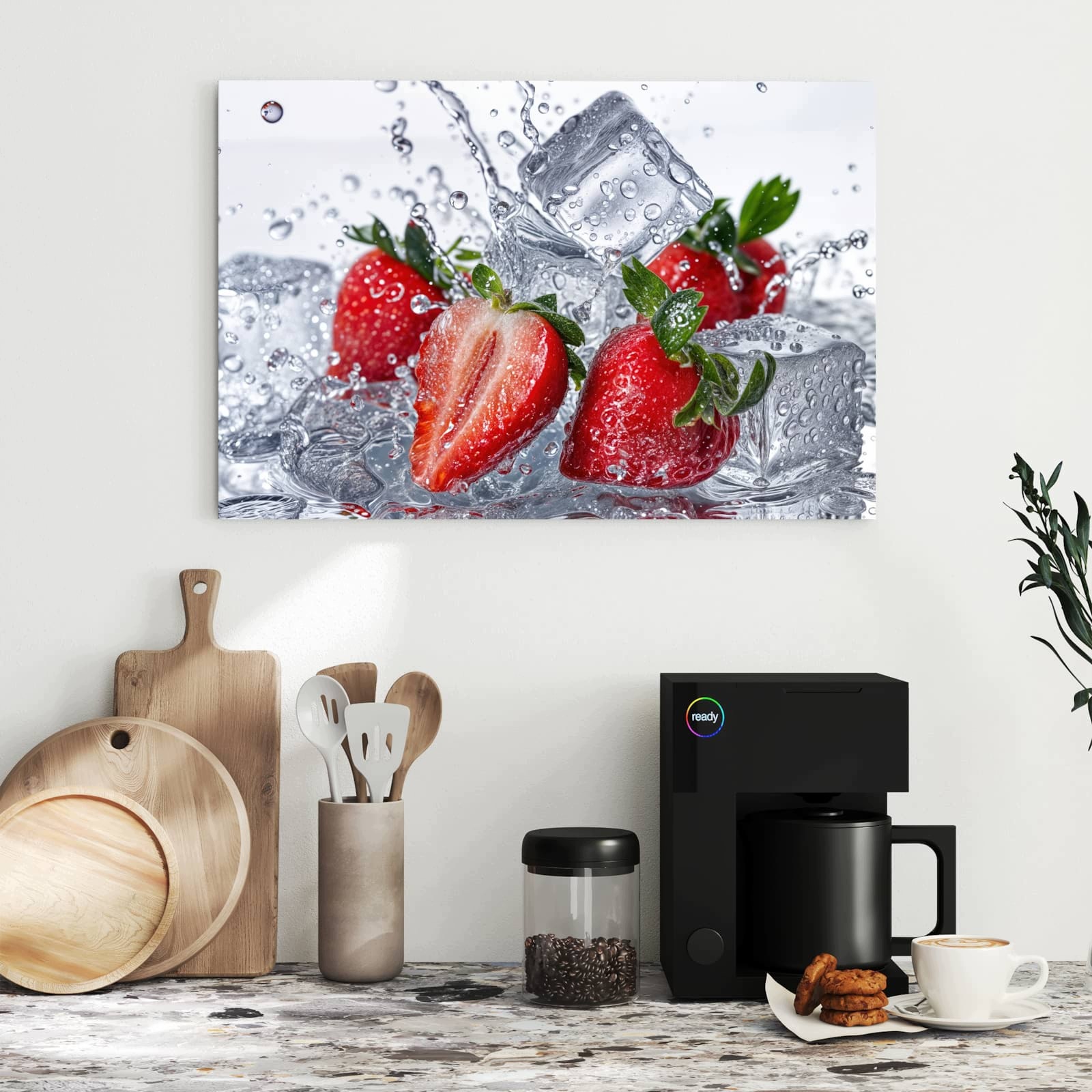 Magnetická tabule – obraz na zeď Jahody ve vodě | 60 × 40 cm