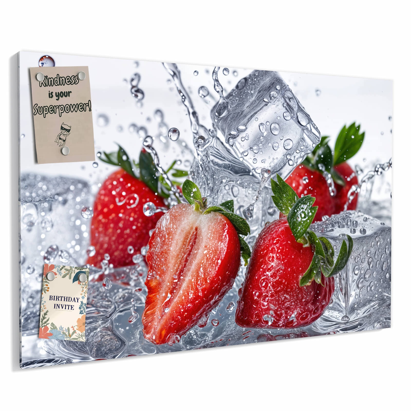 Magnetická tabule – obraz na zeď Jahody ve vodě | 60 × 40 cm