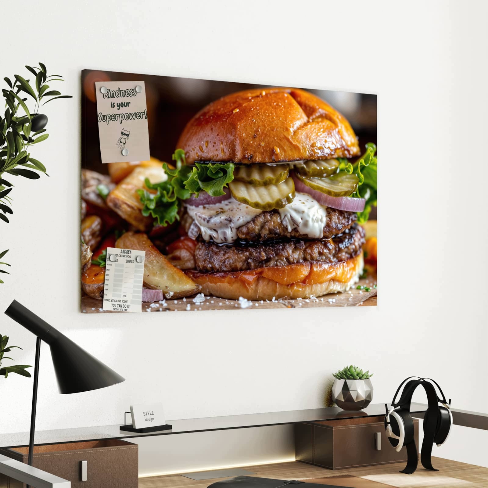 Magnetická tabule – obraz na zeď Burger hranolky | 60 × 40 cm