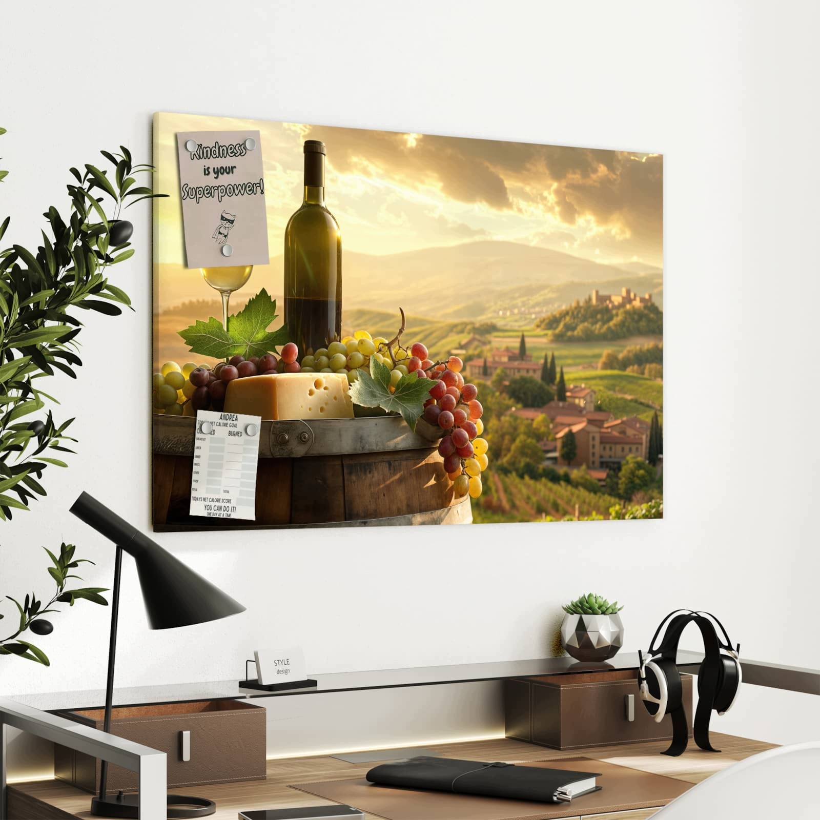 Magnetická tabule – obraz na zeď Idylická vinařská krajina | 90 × 60 cm